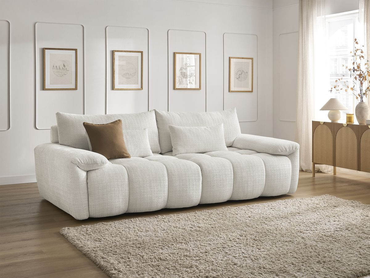 Bobochic Ivane Sofa 3-Sitzer Strukturstoff Weiß