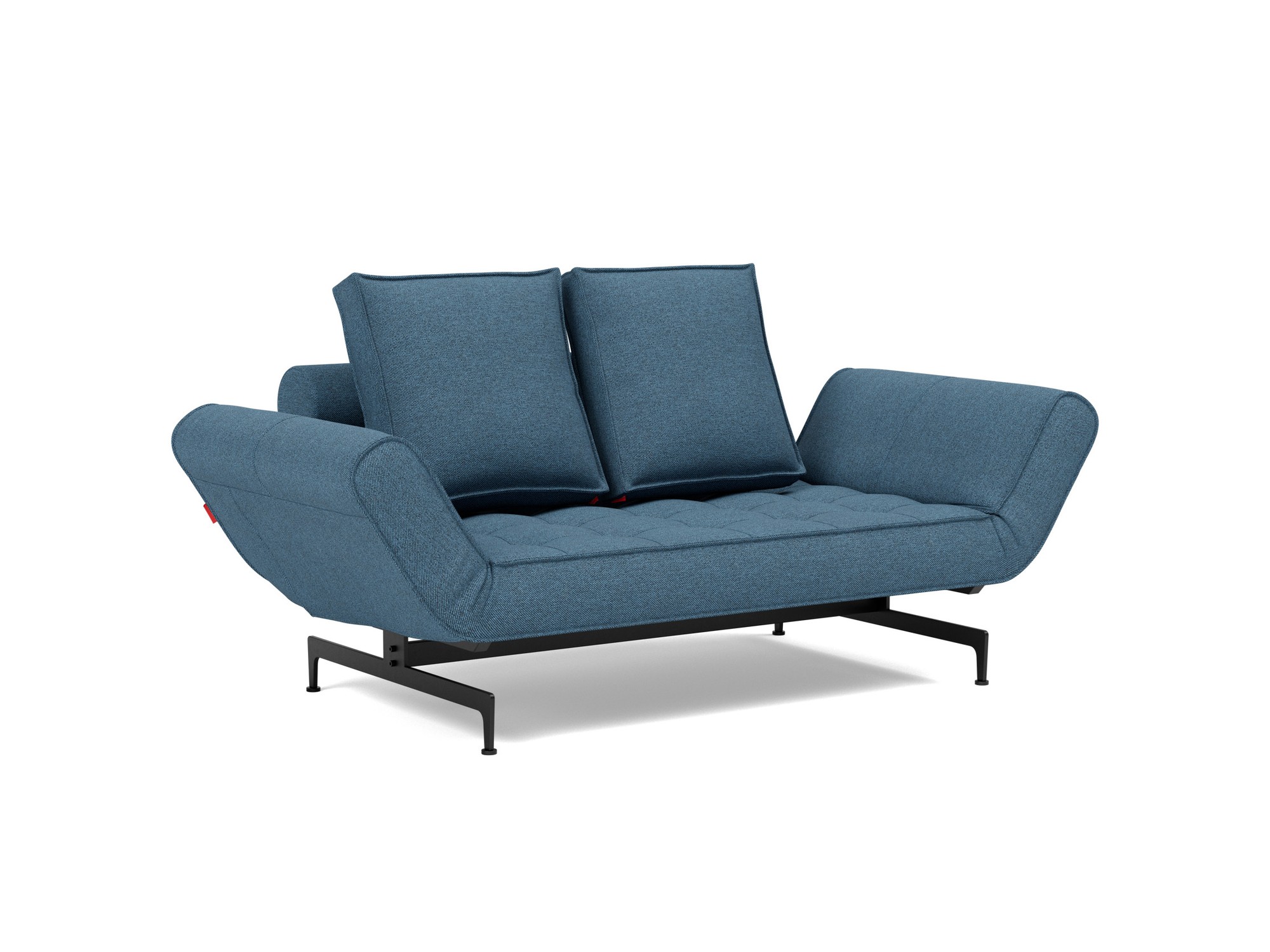 Tagesbett Ghia Strukturierter Stoff Weda 302-Weda-Blue Beine Laser schwarz