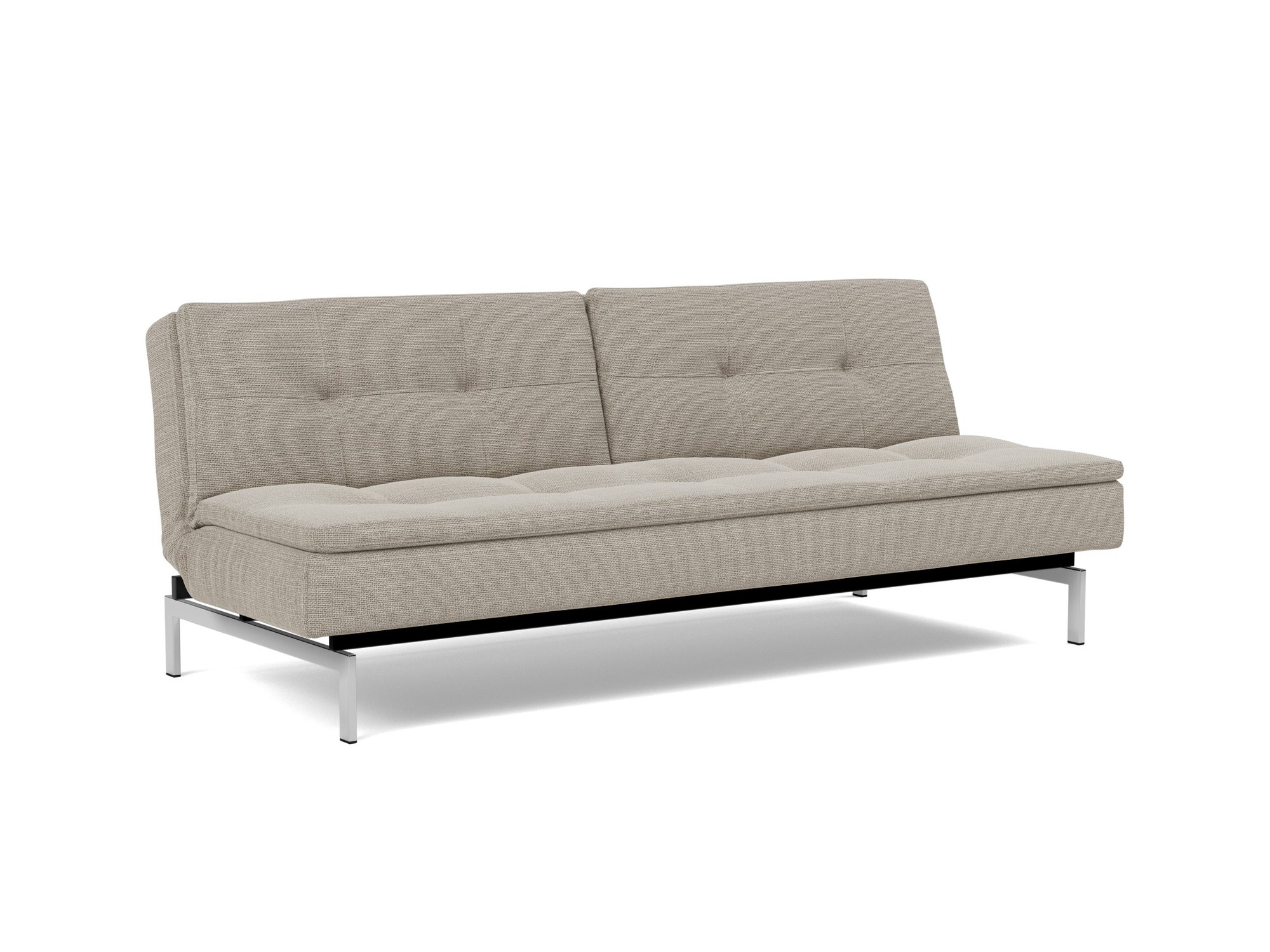 Schlafsofa Dublexo Strukturierter Stoff Kenya 579-Gravel Beine Chrom