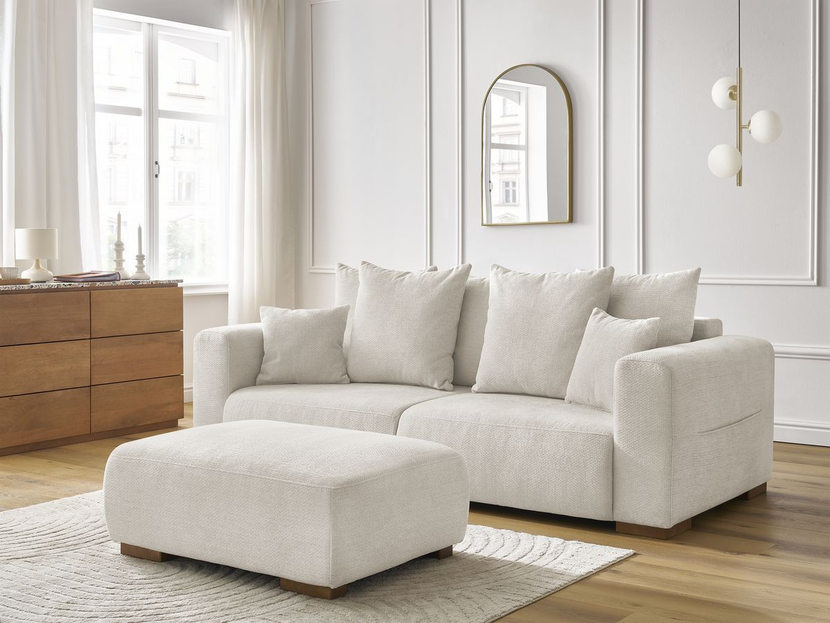 Bobochic Sidonie Sofa 4-Sitzer mit Pouf Melange-Stoff Beige