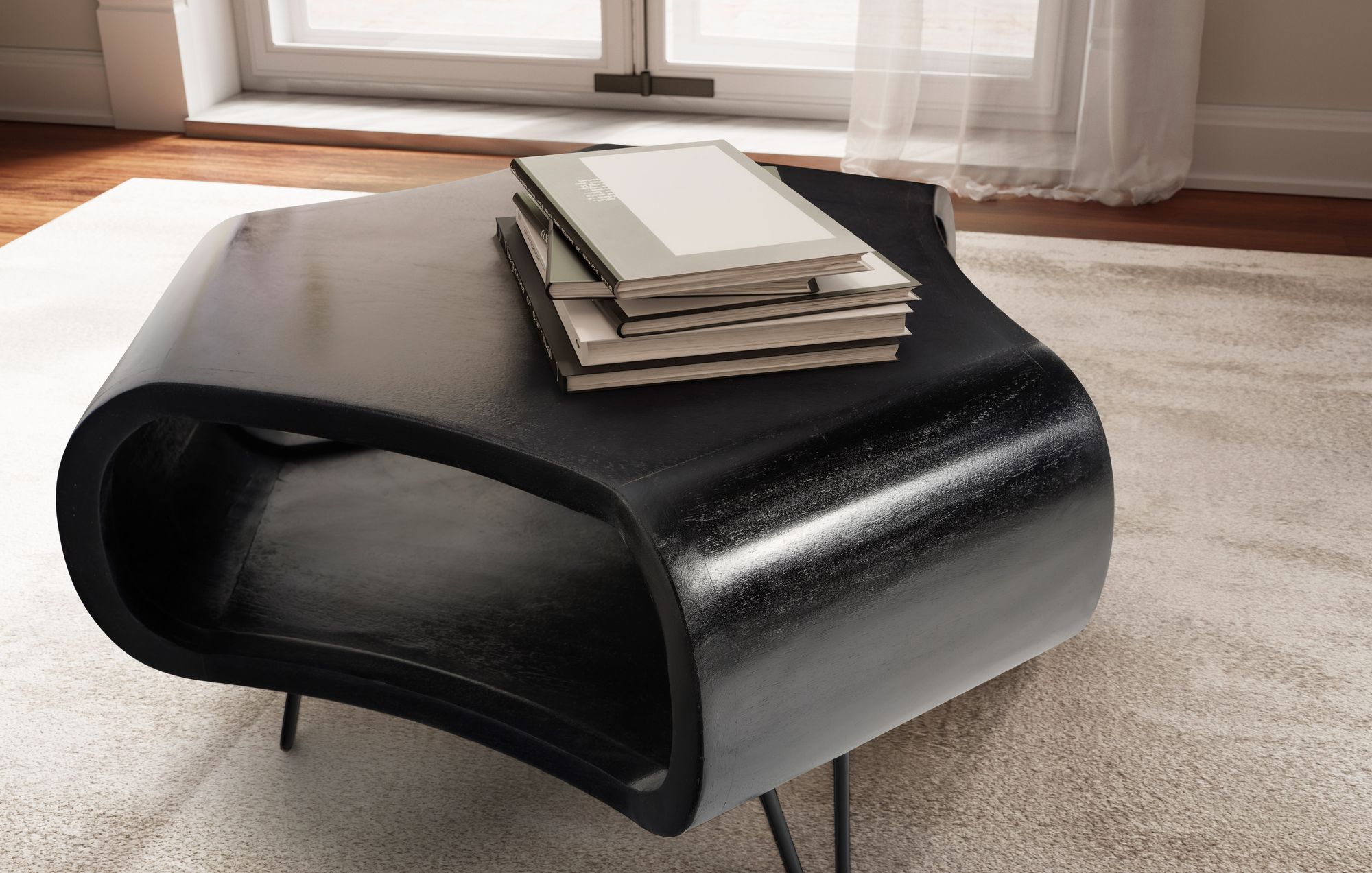 Couchtisch Trysil Massivholz Schwarz 60 × 60 × 35 cm