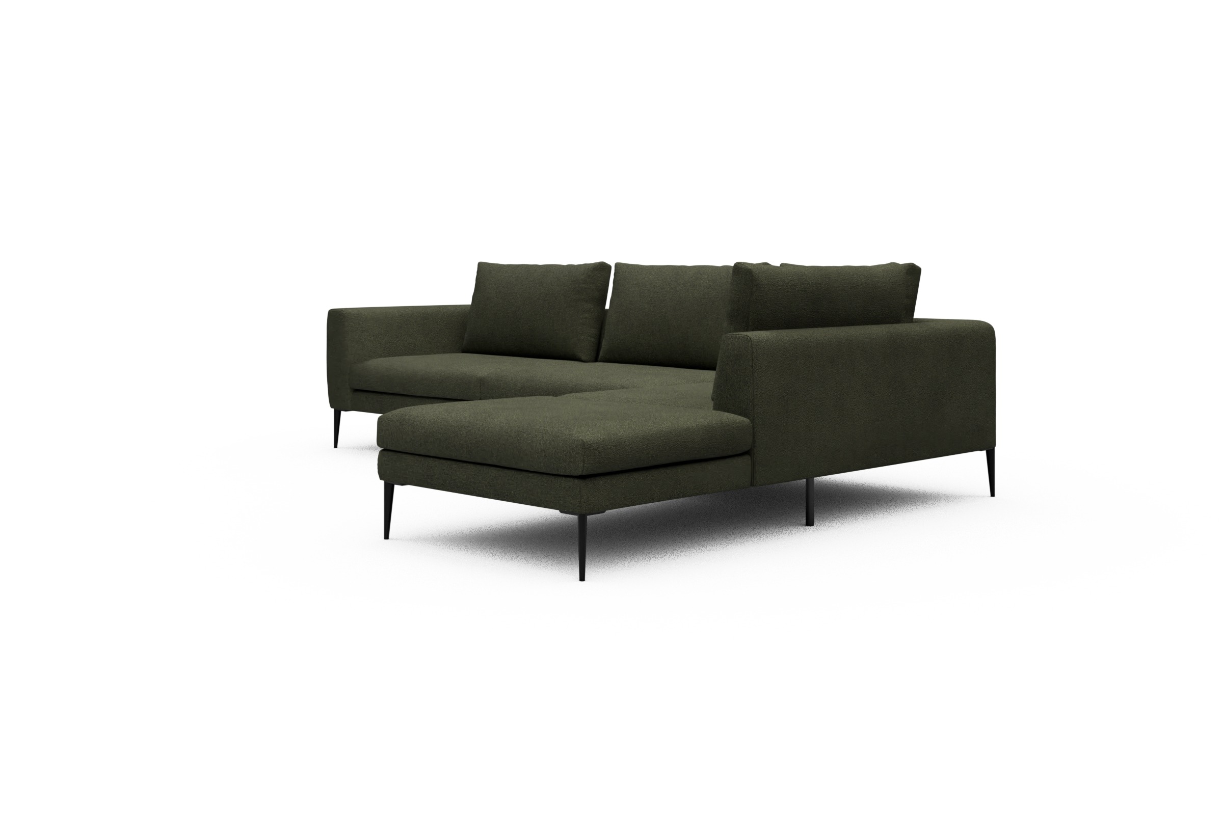 Ecksofa Paul Relax-Ecke links mit 3-Sitzer Boucle-Forest-Green