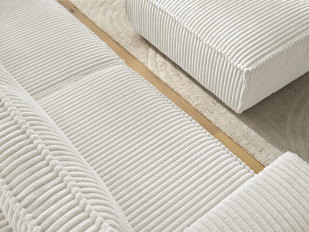 Bobochic Chelsea Sofa 4-Sitzer mit Pouf Breitcord weich Beige