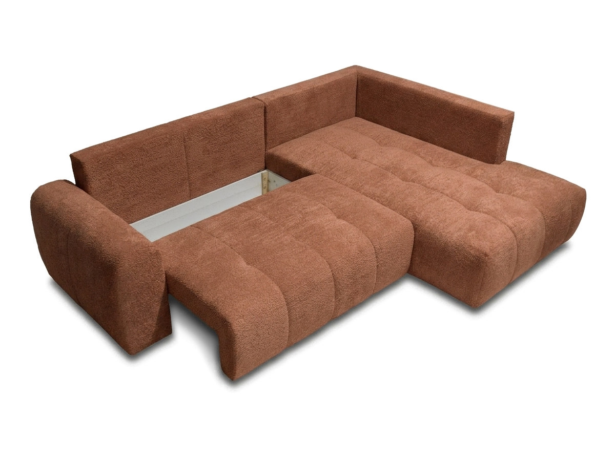 Bobochic Roxelane Ecksofa mit Schlaffunktion und Bettkasten Bouclé-Stoff Orange Ecke rechts