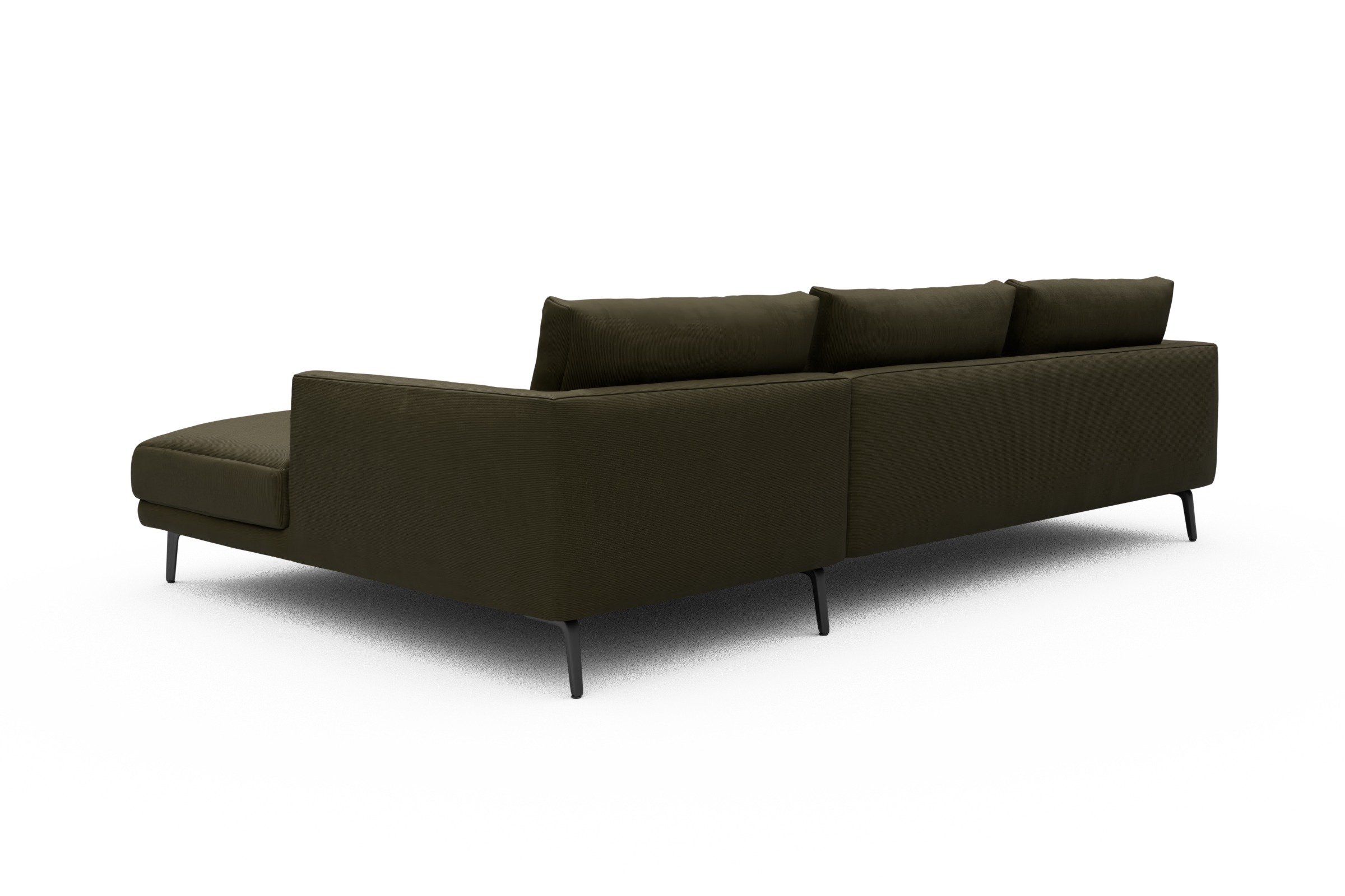 Ecksofa Karl Chaiselongue rechts mit 2,5-Sitzer Cordufine-Pine-Green