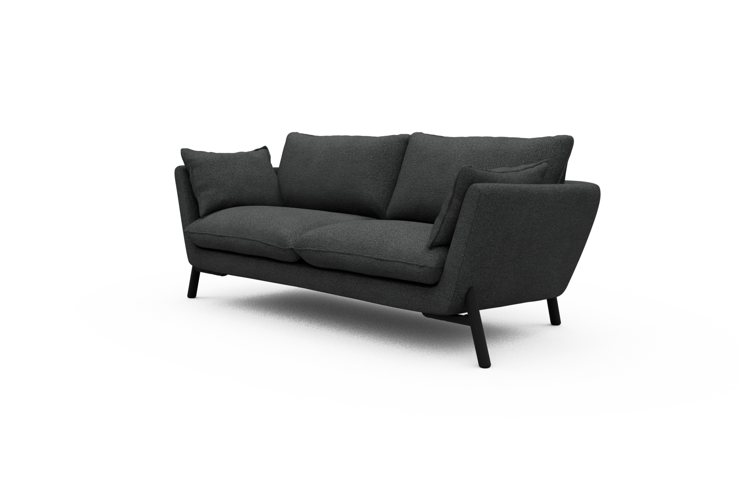 Sofa Emil 2-Sitzer Beinfarbe Eiche Schwarz Boucle-Charcoal