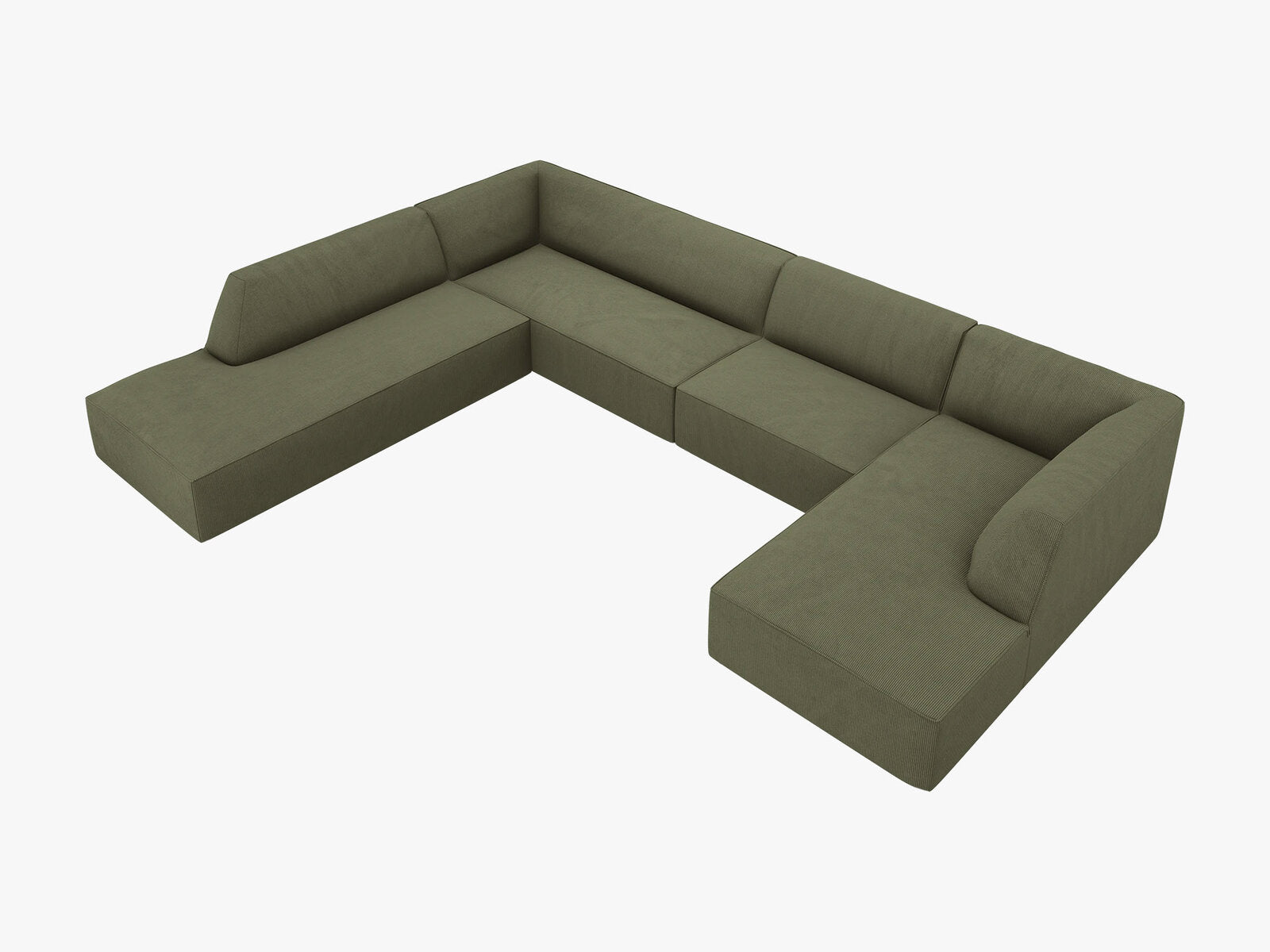 Micadoni Panorama-Ecksofa Ruby 7-Sitzer Links Kord Scala Grün