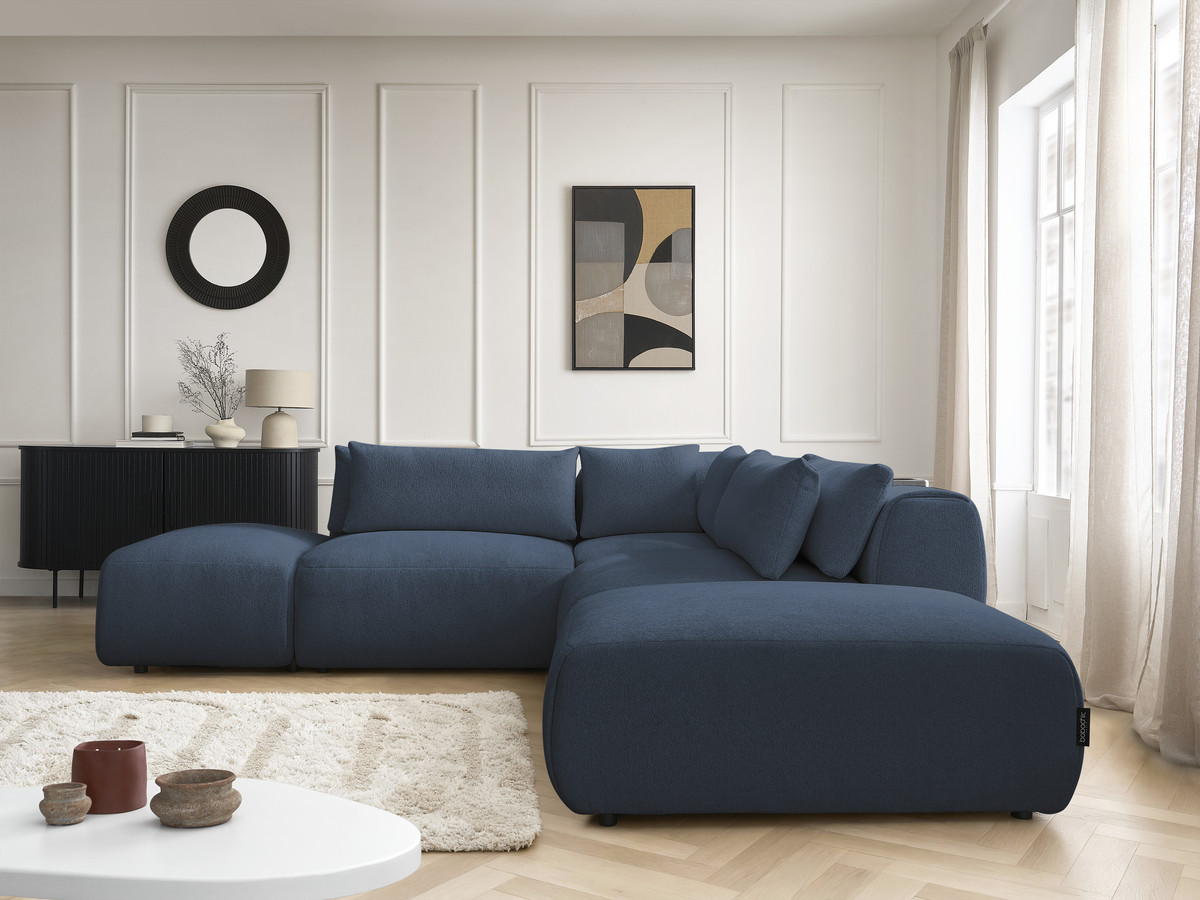 Bobochic Jana Ecksofa Melange-Stoff Blau