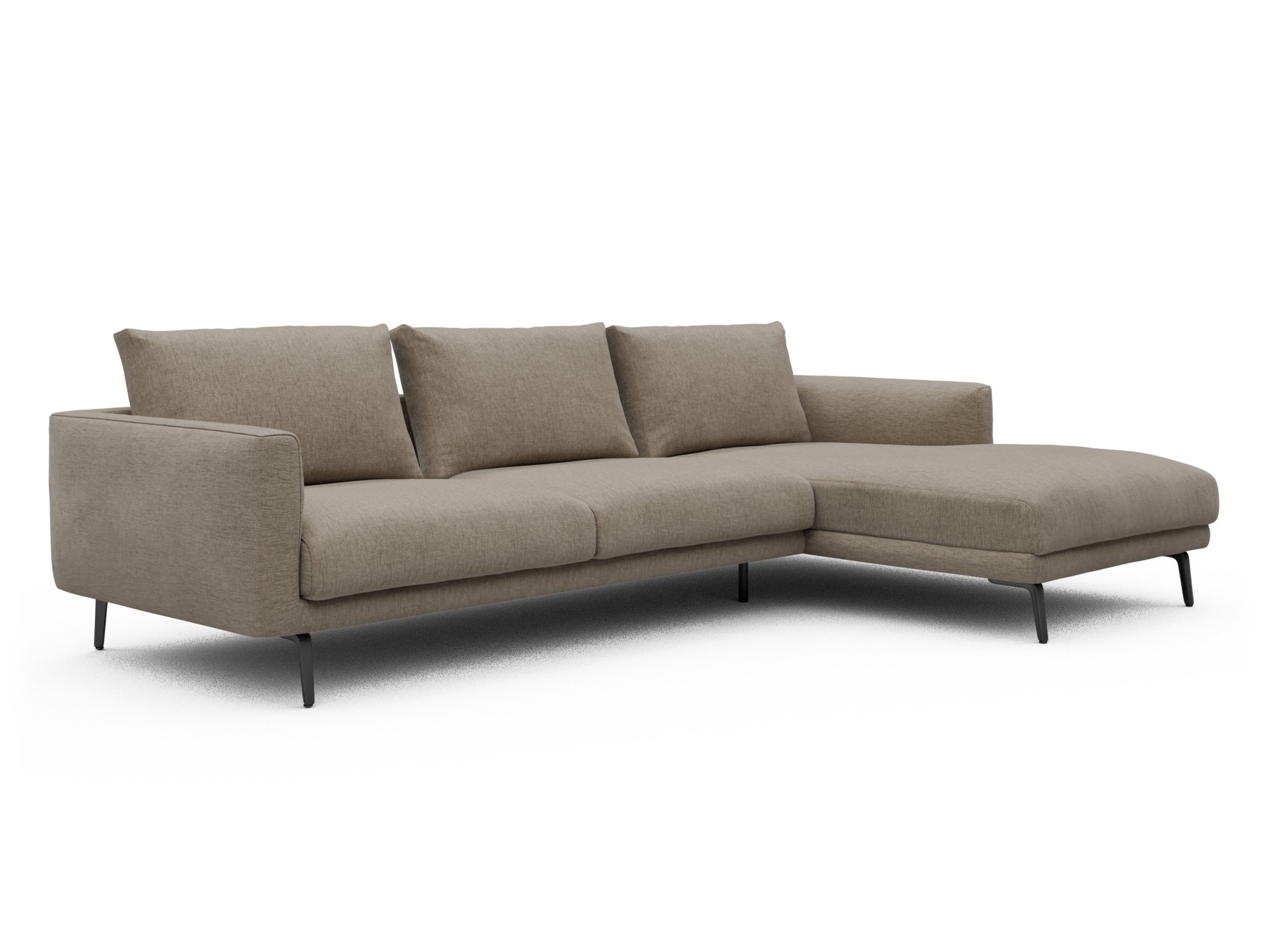 Skandi Home Ecksofa Karl Chaiselongue rechts mit 2,5-Sitzer Smooth-Belge moebelfaktor