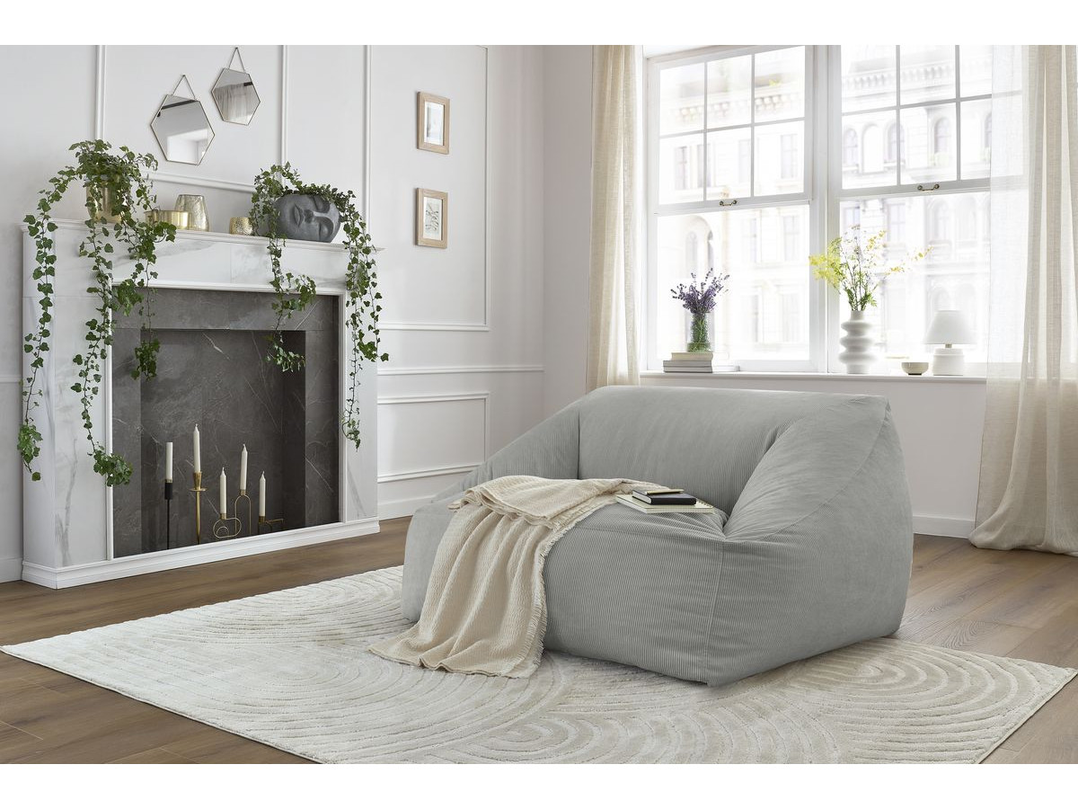 Bobochic Lilibet Pouf Cordsamt Hellgrau