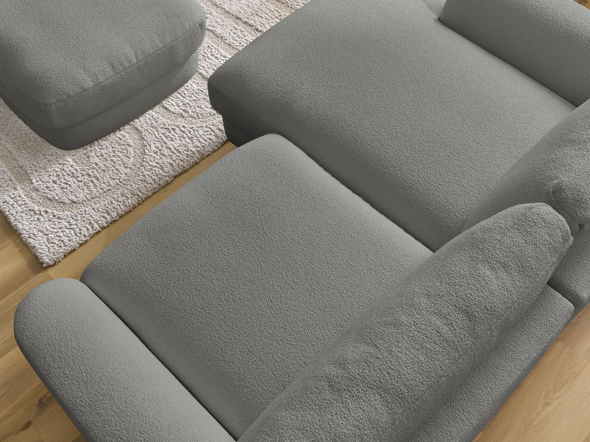 Bobochic Leonore Ecksofa mit Pouf Bouclé-Stoff Dunkelgrau Ecke links