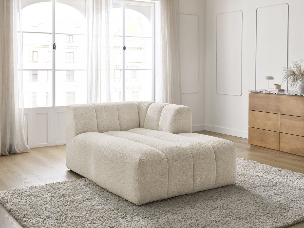 Bobochic Annecy Méridienne-Modul Bouclé-Stoff Beige Ecke rechts