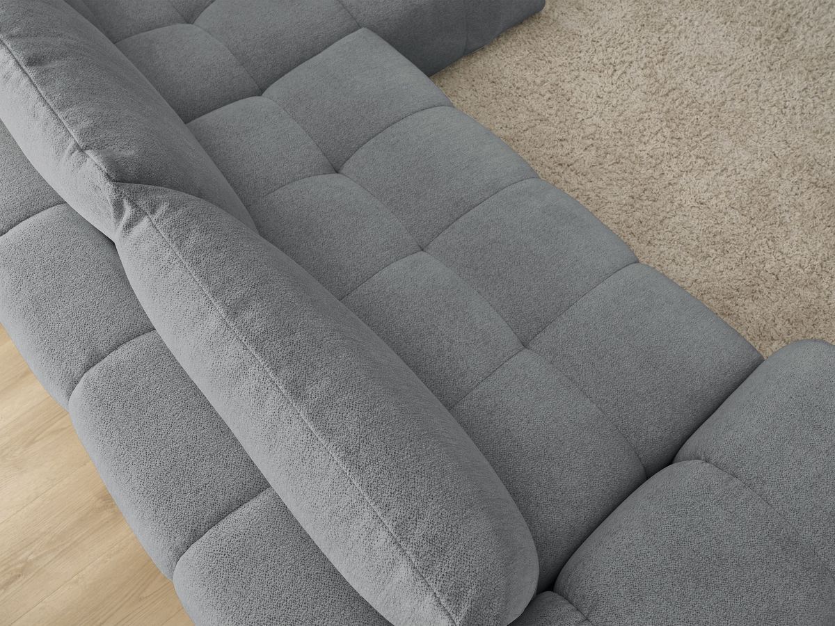Bobochic Everest Ecksofa mit Schlaffunktion und Bettkasten 318 × 180 cm, 3 Kissen Melange-Stoff Dunkelgrau Ecke rechts
