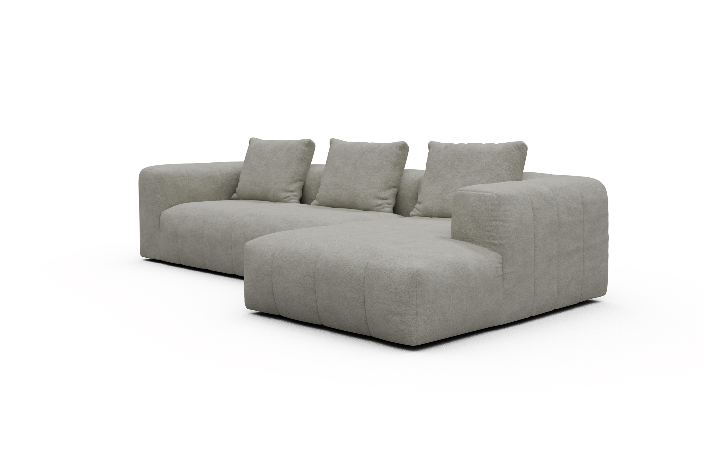 Ecksofa Hugo 2,5-Sitzer Armlehne links mit Chaiselongue Carreno-Moon-Stone-White