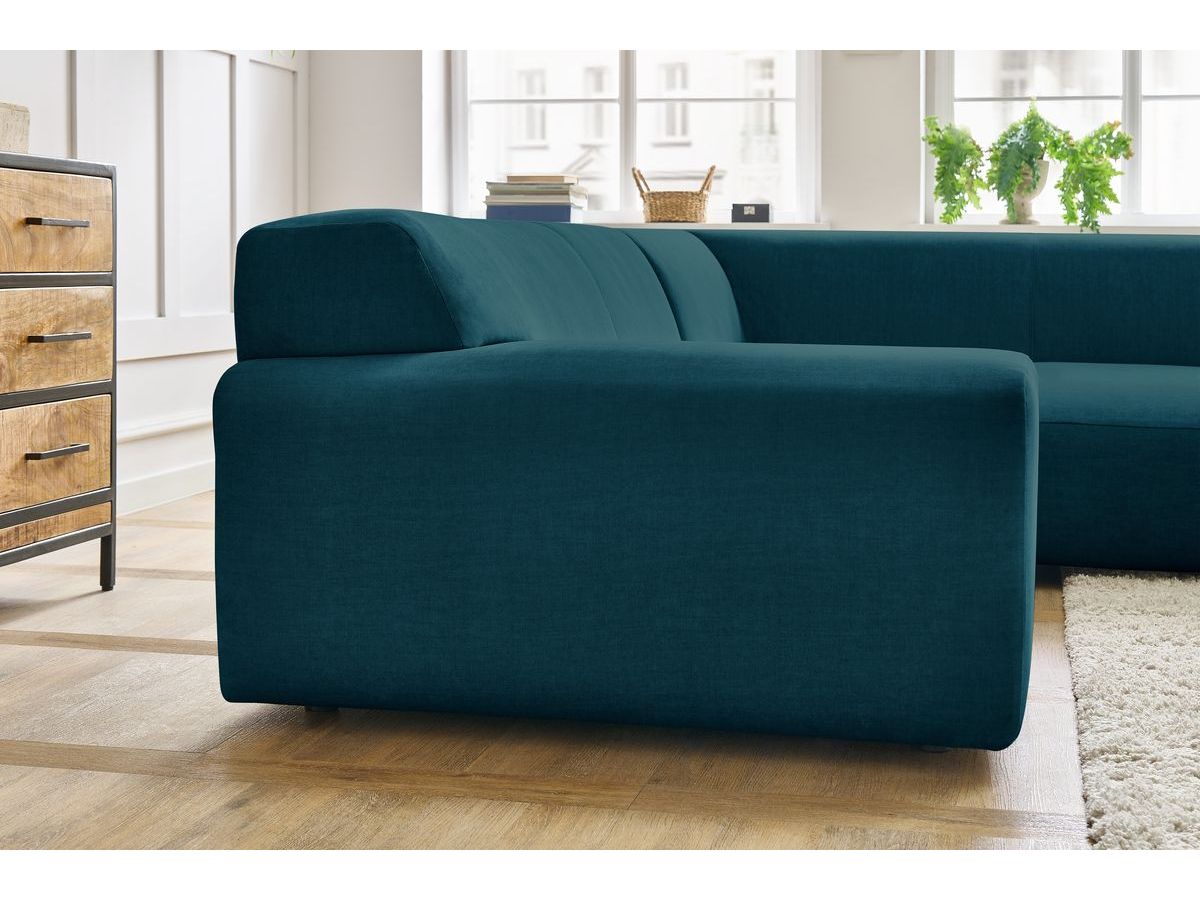 Bobochic Lavena Ecksofa 272 × 220 cm Samt Dunkelblau Ecke rechts