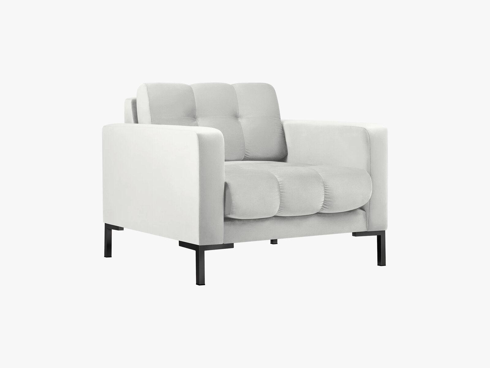 Micadoni Sessel Mamaia 1-Sitzer Samt Bluvel Silber schwarze Beine