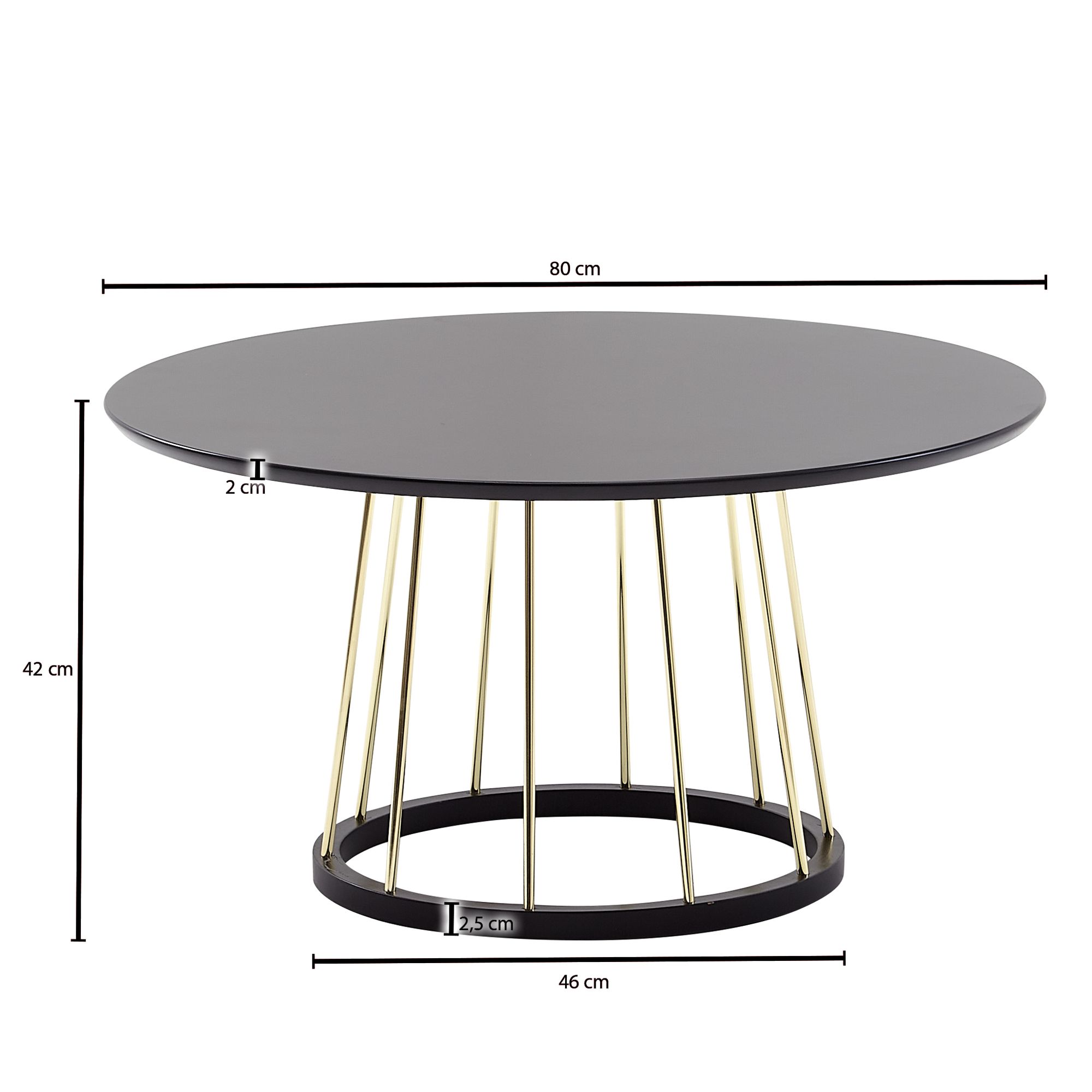 Couchtisch Brekke Schwarz Ø 80 × H 42 cm