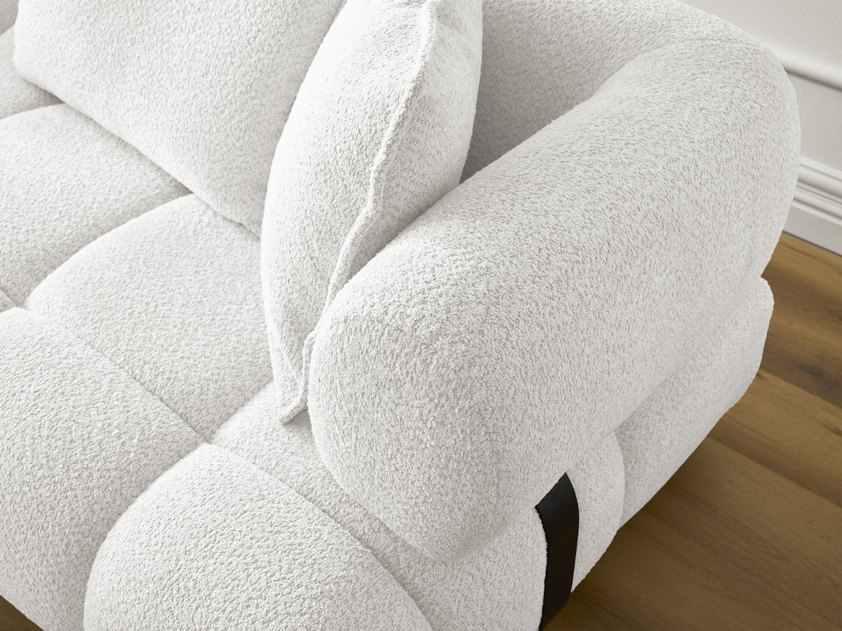 Bobochic Alya Ecksofa Bouclé-Stoff Weiß Ecke links