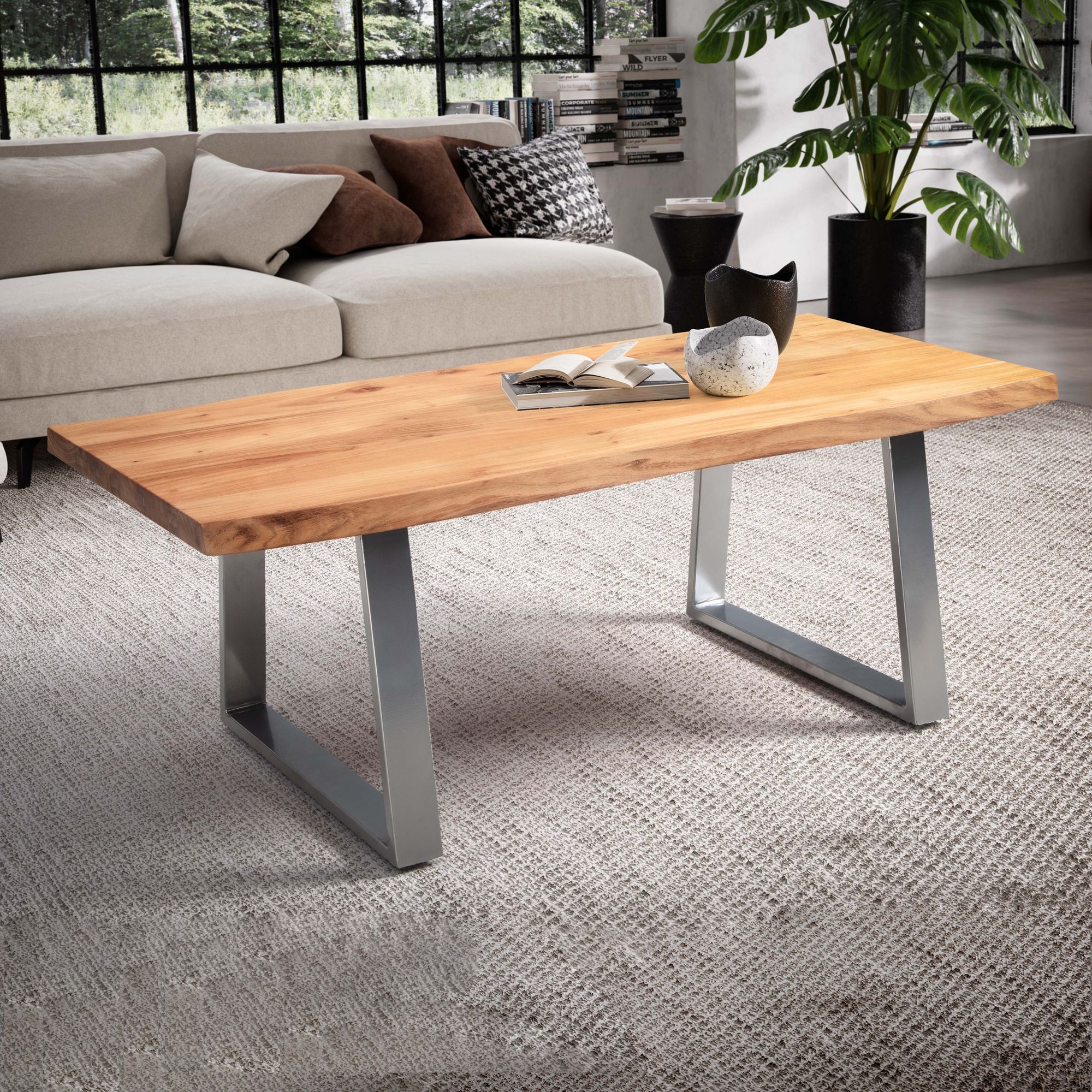 Couchtisch Lonset Akazie Massivholz 120 × 60 × 46 cm