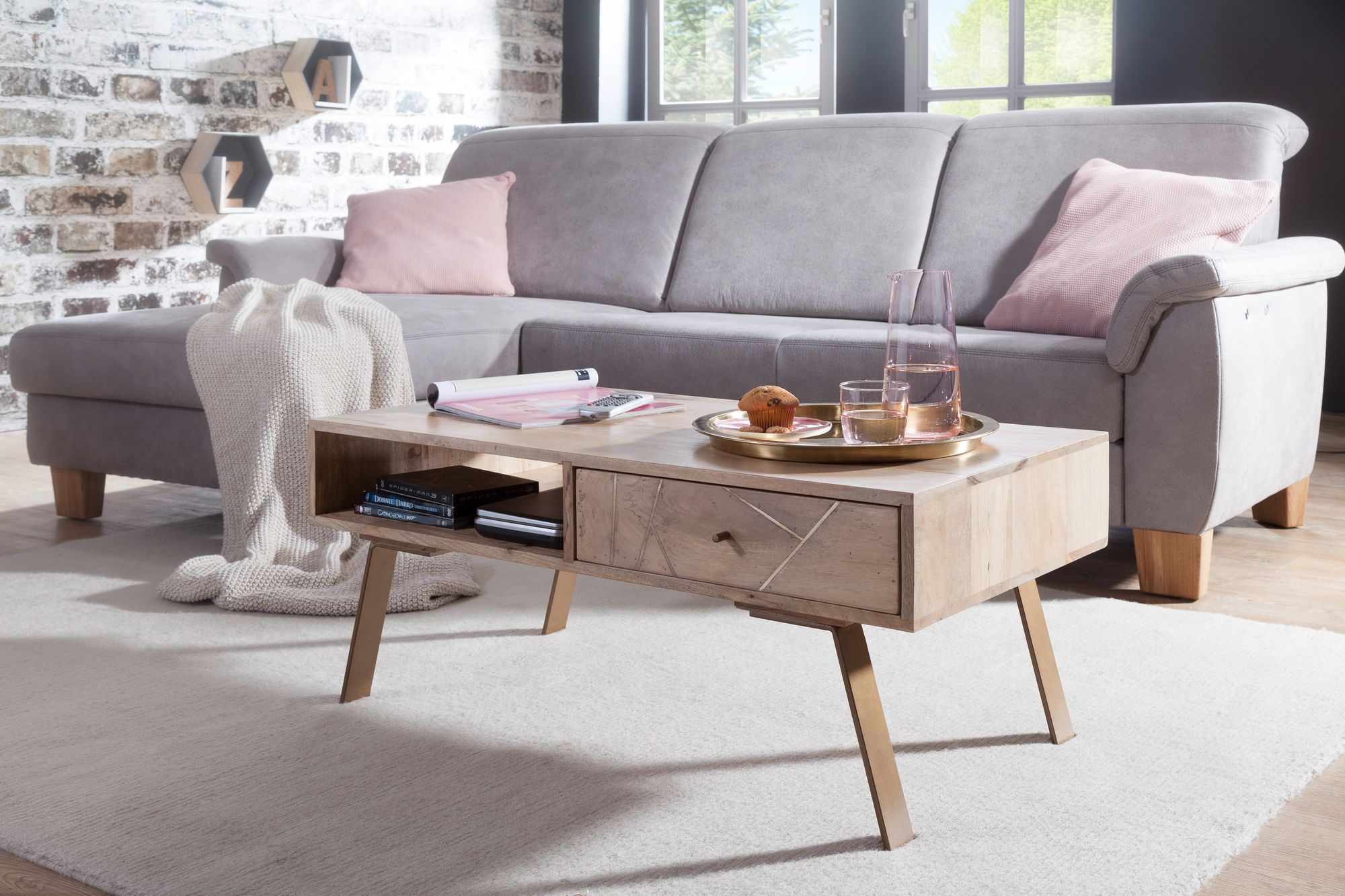 Couchtisch Dale Mango Massivholz 95 × 50 × 42 cm