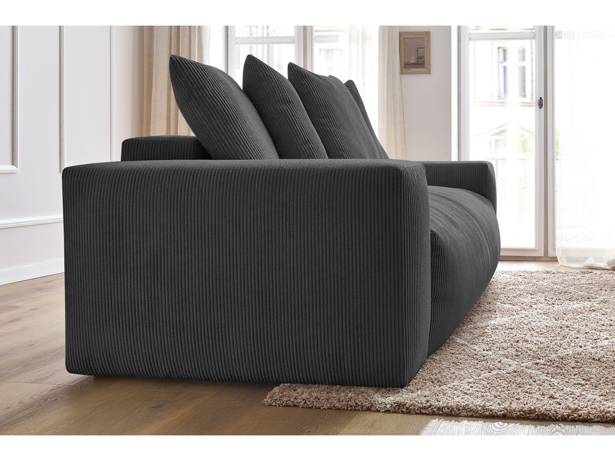 Bobochic Voltaire Schlafsofa 3-Sitzer mit Bettkasten Cordsamt Dunkelgrau