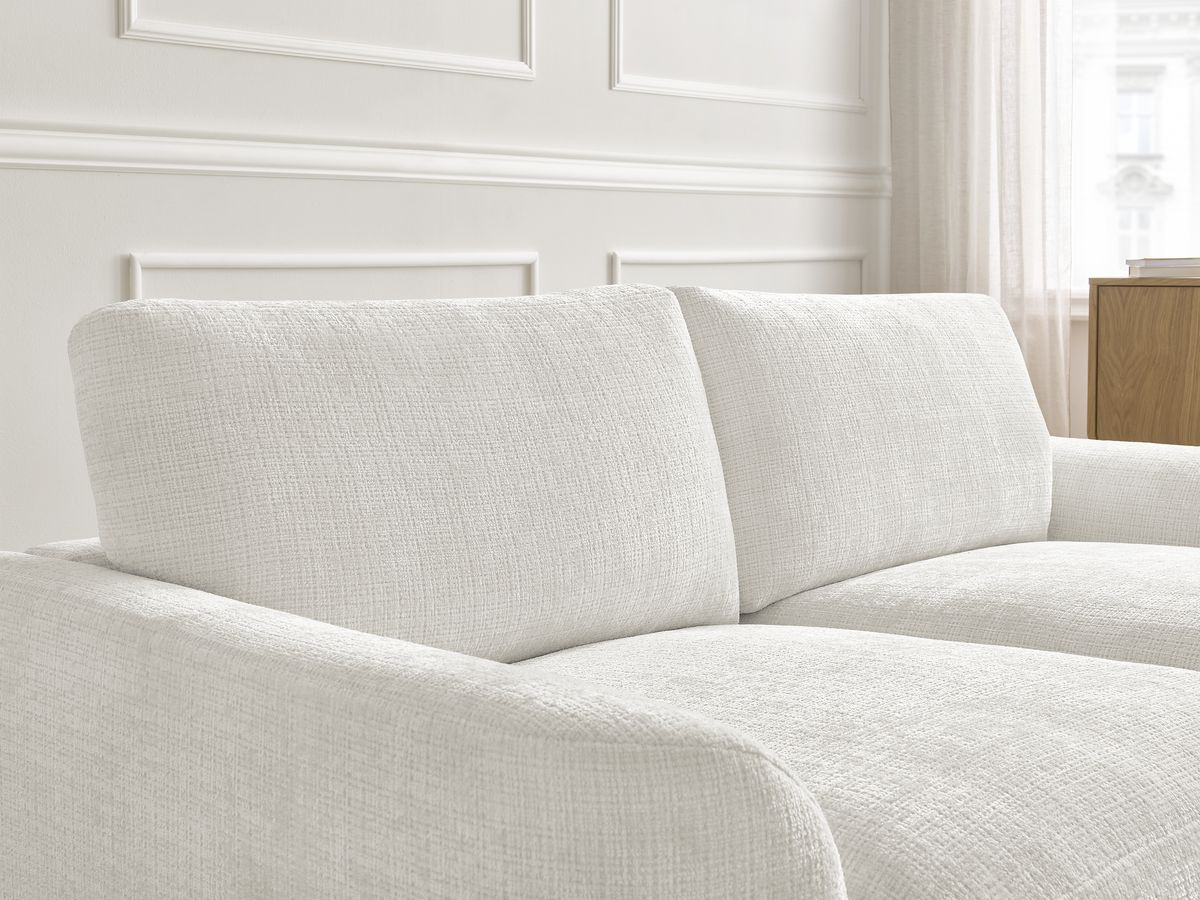 Bobochic Leonore Sofa 3-Sitzer mit Pouf Strukturstoff Weiß