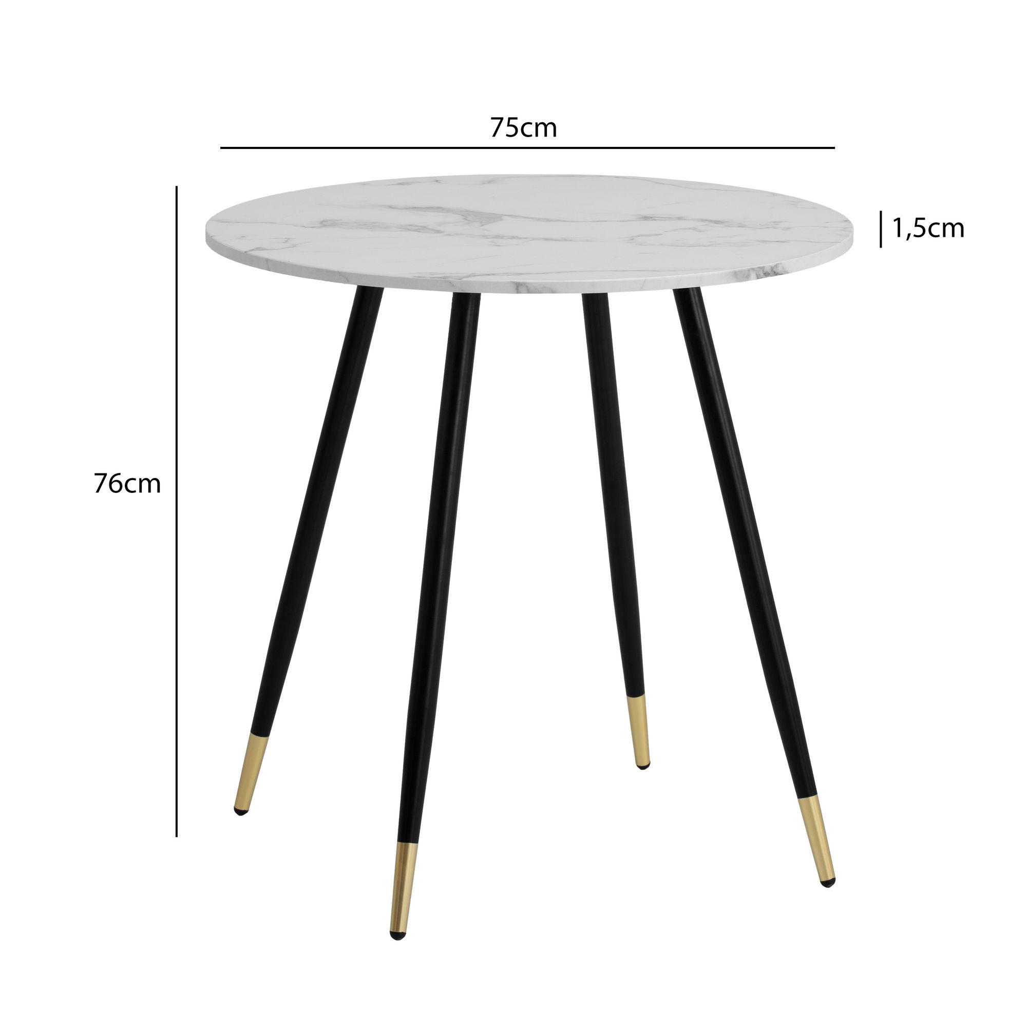 Esstisch Gratangen Marmoroptik Weiß Ø 75 cm