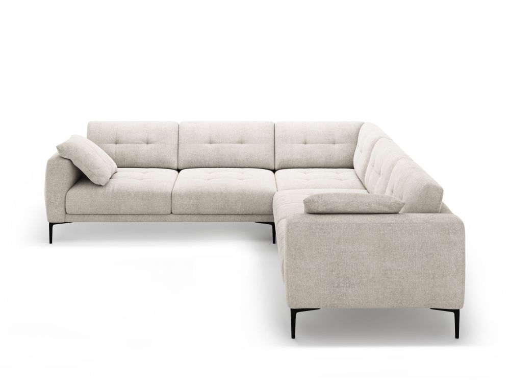 Cosmopolitan Design Symmetrisches Ecksofa Lazio 5-Sitzer Strukturierter Stoff Sorella Beige