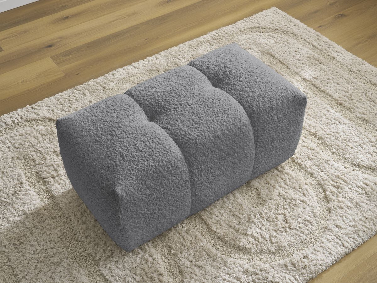 Bobochic Roxelane Pouf Bouclé-Stoff Dunkelgrau