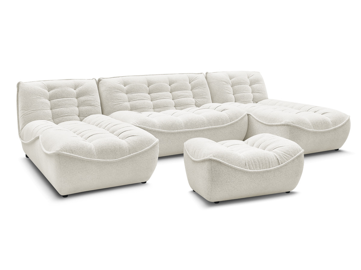 Bobochic Serena Wohnlandschaft mit Pouf Melange-Stoff Weiß
