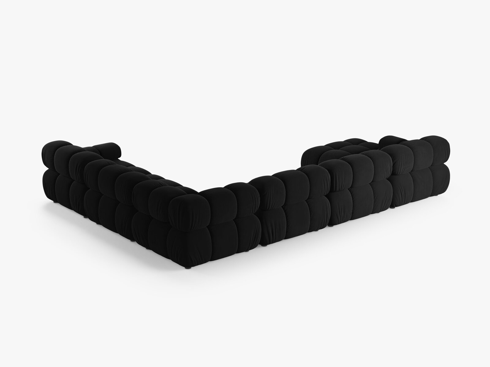 Micadoni Modulares Panorama Ecksofa Bellis 8-Sitzer Rechts Samt Bluvel Schwarz