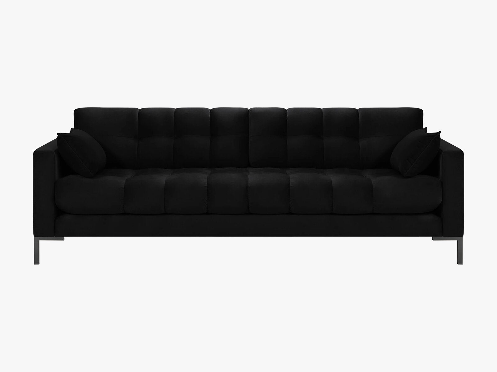 Micadoni Sofa Mamaia 4-Sitzer Samt Bluvel Schwarz schwarze Beine