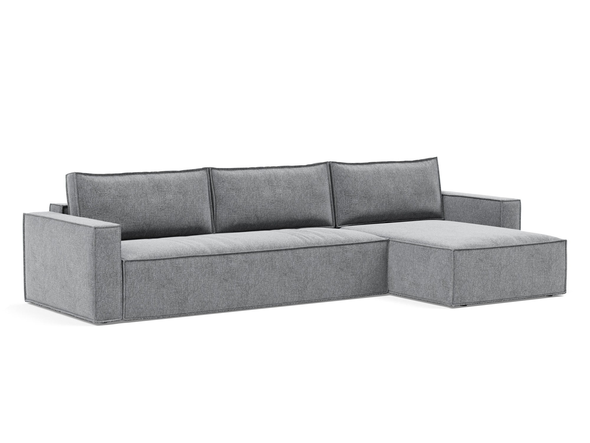 Schlafsofa Newilla mit Chaiselongue Strukturierter Stoff Twist 565-Granite
