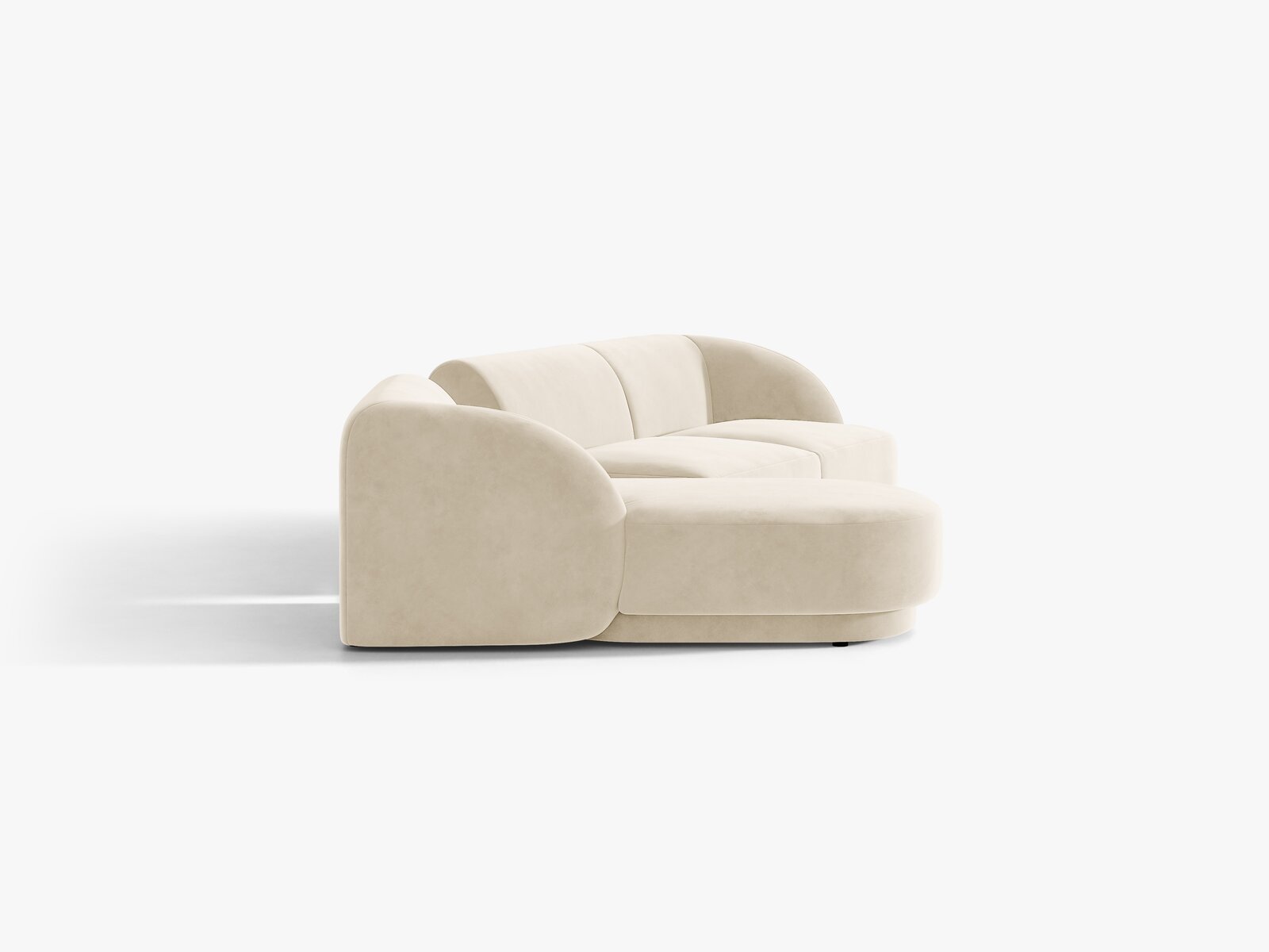 Micadoni Modulares Sofa Miley mit Recamiere 3-Sitzer Links Samt Venus Helles Beige