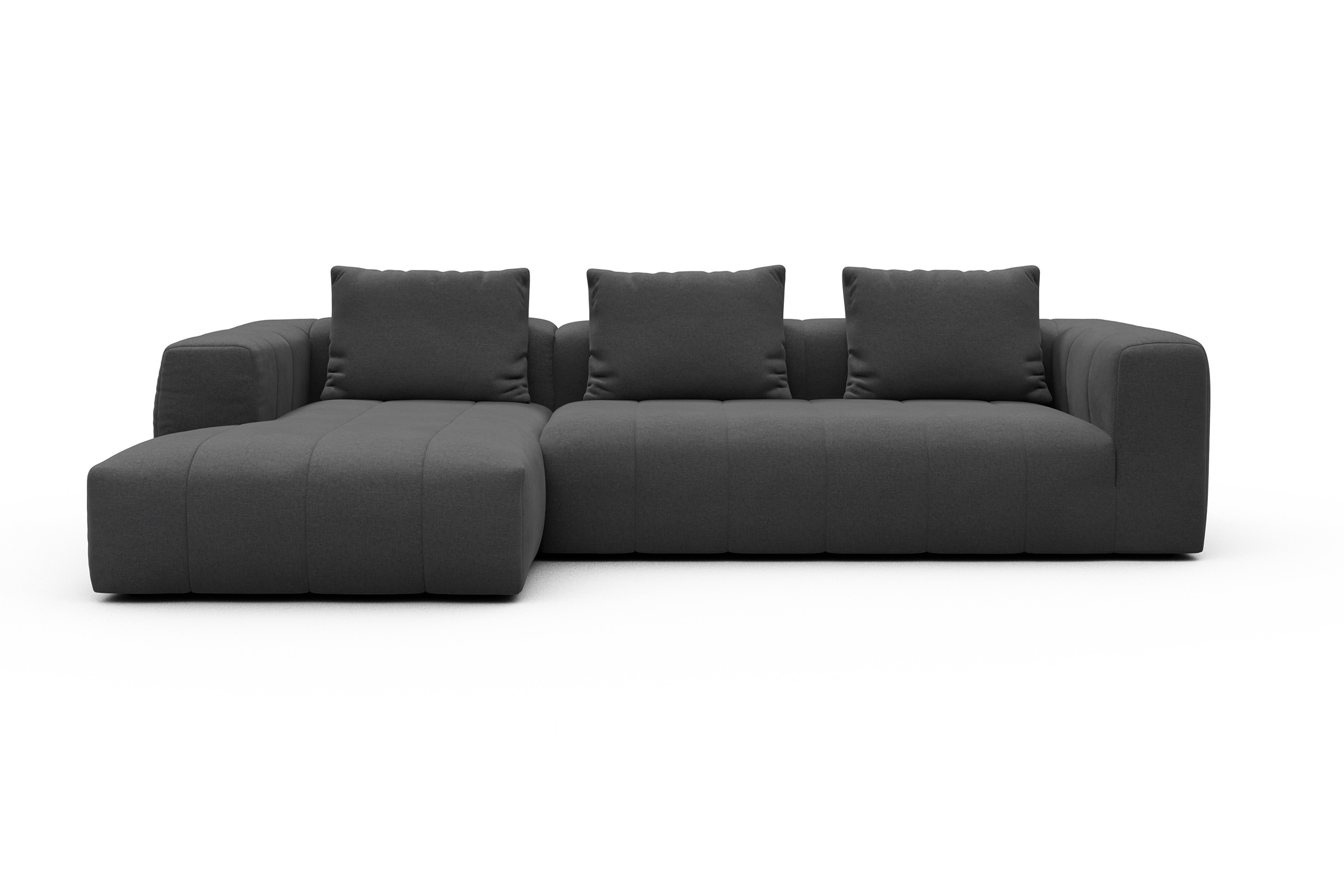 Ecksofa Hugo 2,5-Sitzer Armlehne rechts mit Chaiselongue Satya-Zinc