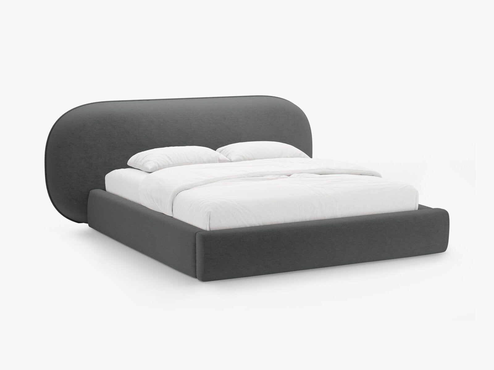 Micadoni Stauraumbett mit Kopfteil Ovalo Chenille Perfect Harmony Dunkelgrau 140x200