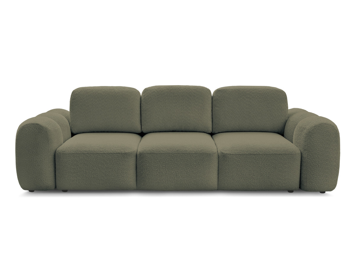Bobochic Montaigne Schlafsofa 3-Sitzer mit Bettkasten Bouclé-Stoff Grün