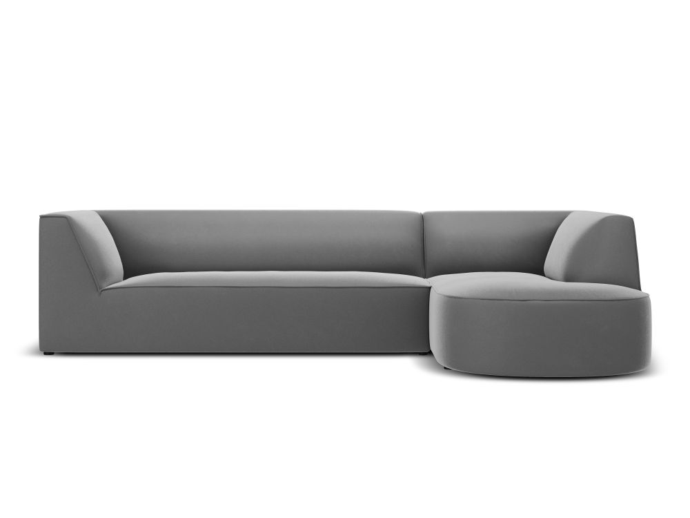 Cosmopolitan Design Ecksofa Siena 4-Sitzer abgerundet Samt Salvador Grau Rechts