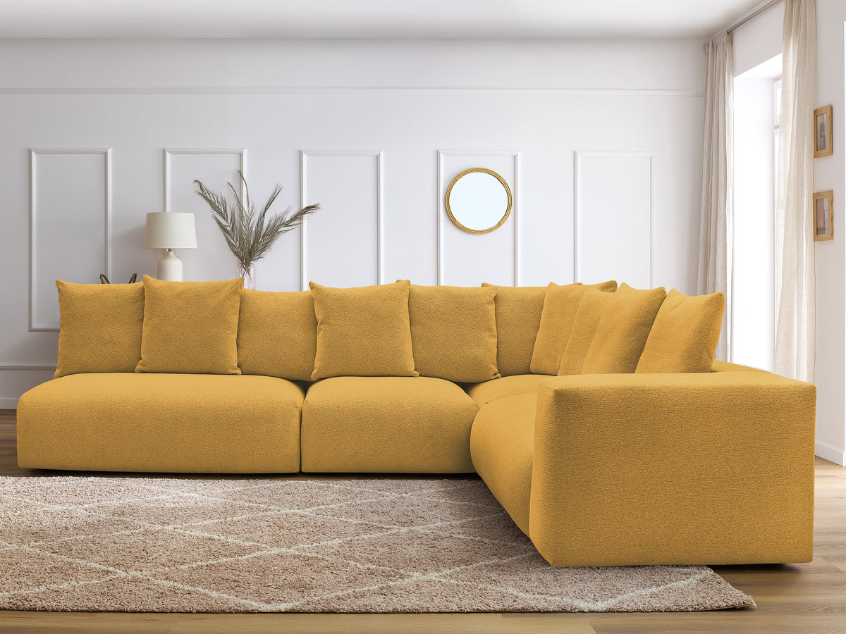 Bobochic Voltaire Ecksofa 322 × 268 cm Melange-Stoff Gelb Ecke rechts