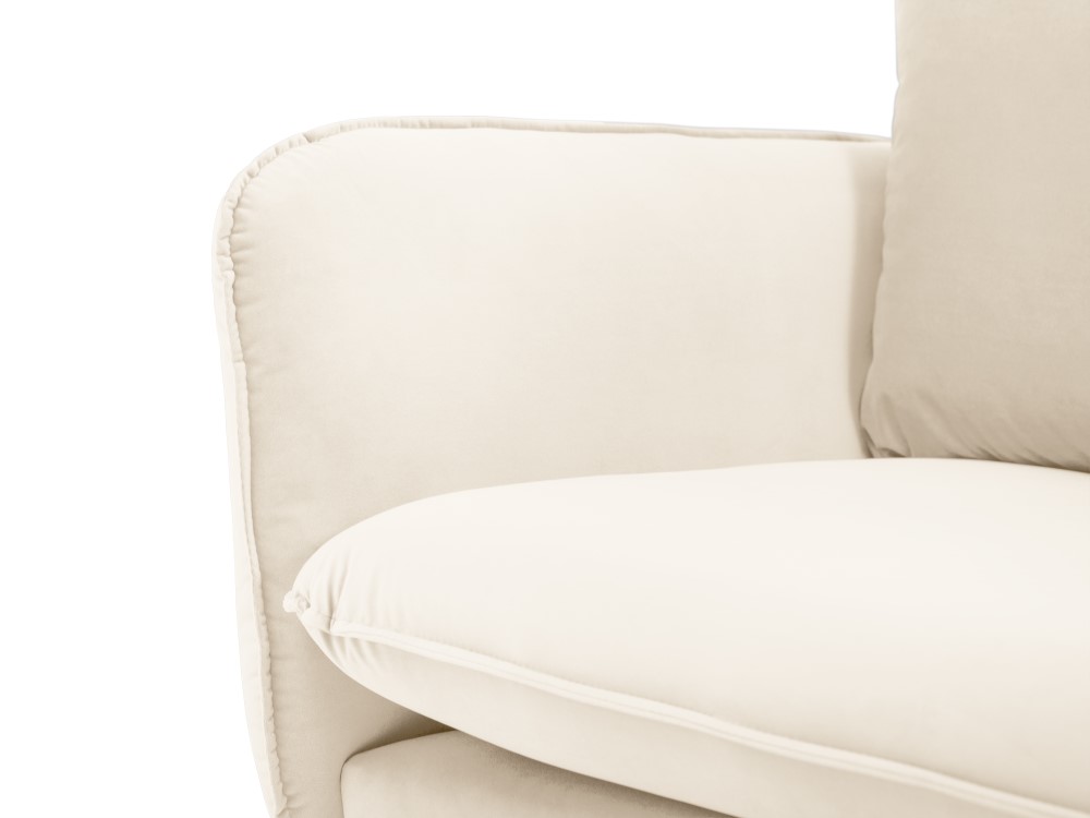 Cosmopolitan Design Sofa Vienna 4-Sitzer Samt Bluvel Helles Beige Beine Gold