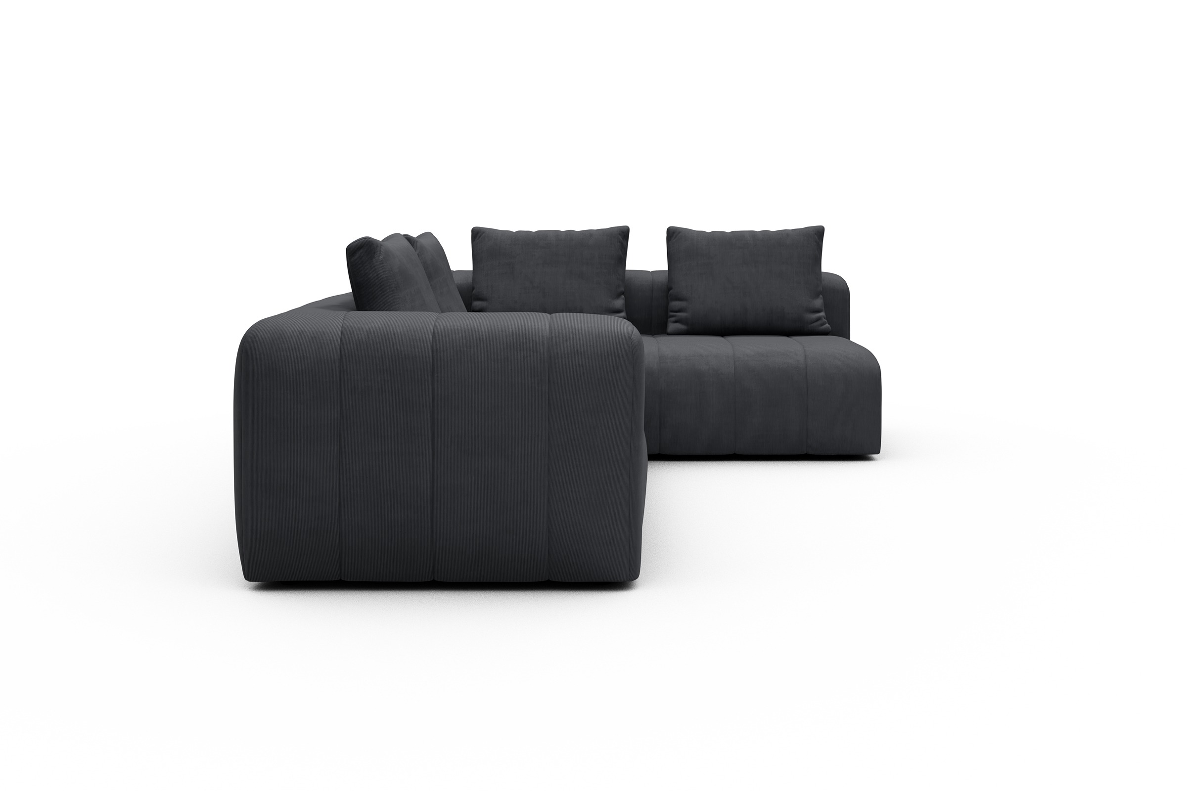 Ecksofa Hugo 2x 2,5-Sitzer Armlehne links Cordufine-Slate-Grey