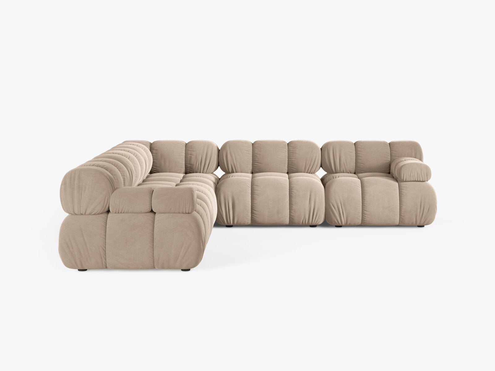 Micadoni Symmetrisches Ecksofa Bellis 5-Sitzer Samt Venus Beige