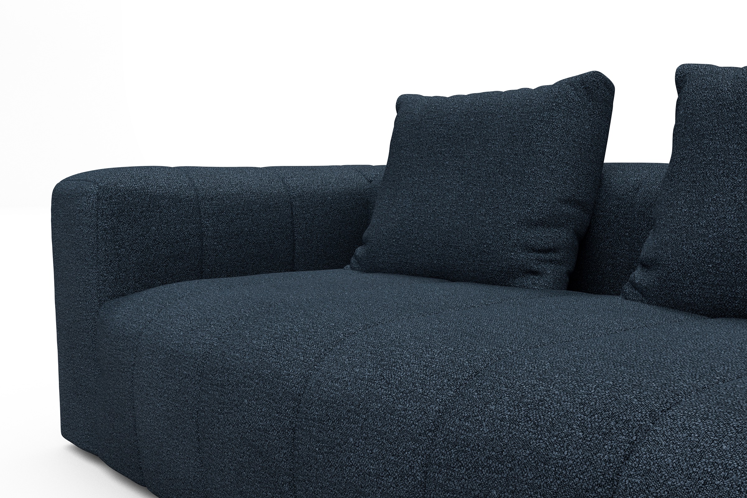 Ecksofa Hugo 2x 2,5-Sitzer Armlehne links Boucle-Blue