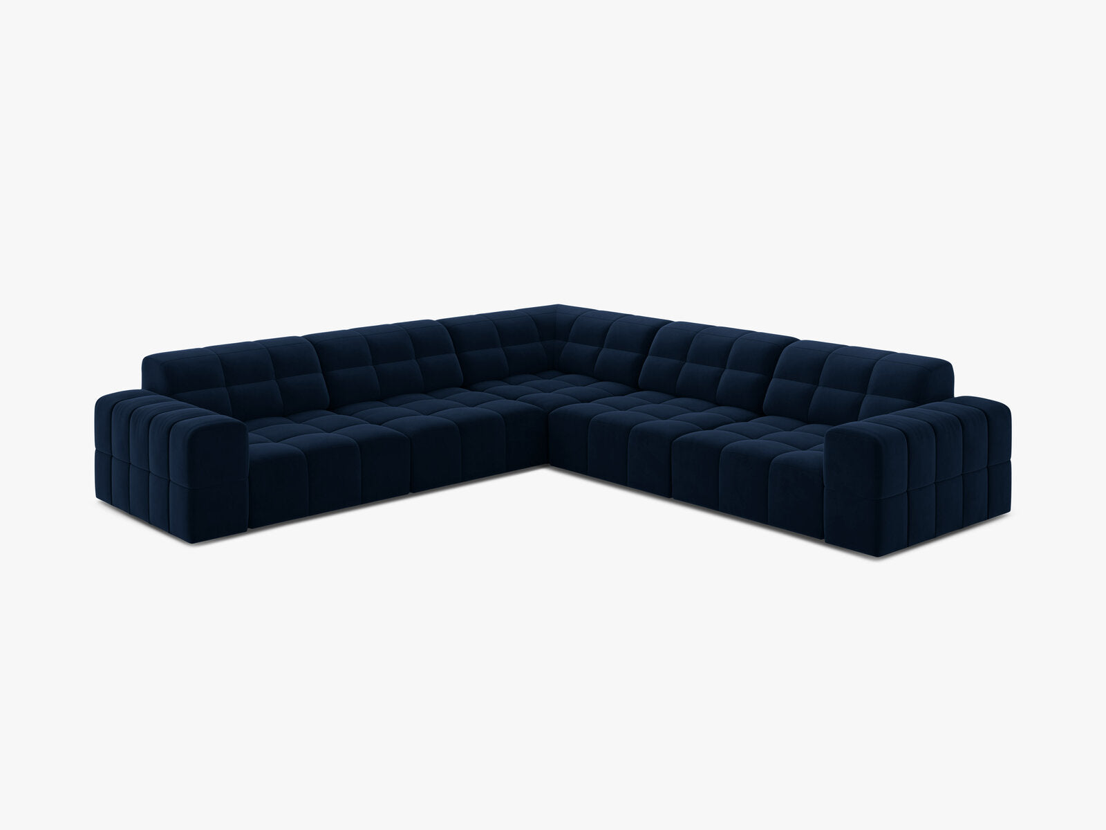 Micadoni Jennifer Modulares Ecksofa 7-Sitzer Samt Bluvel Königsblau