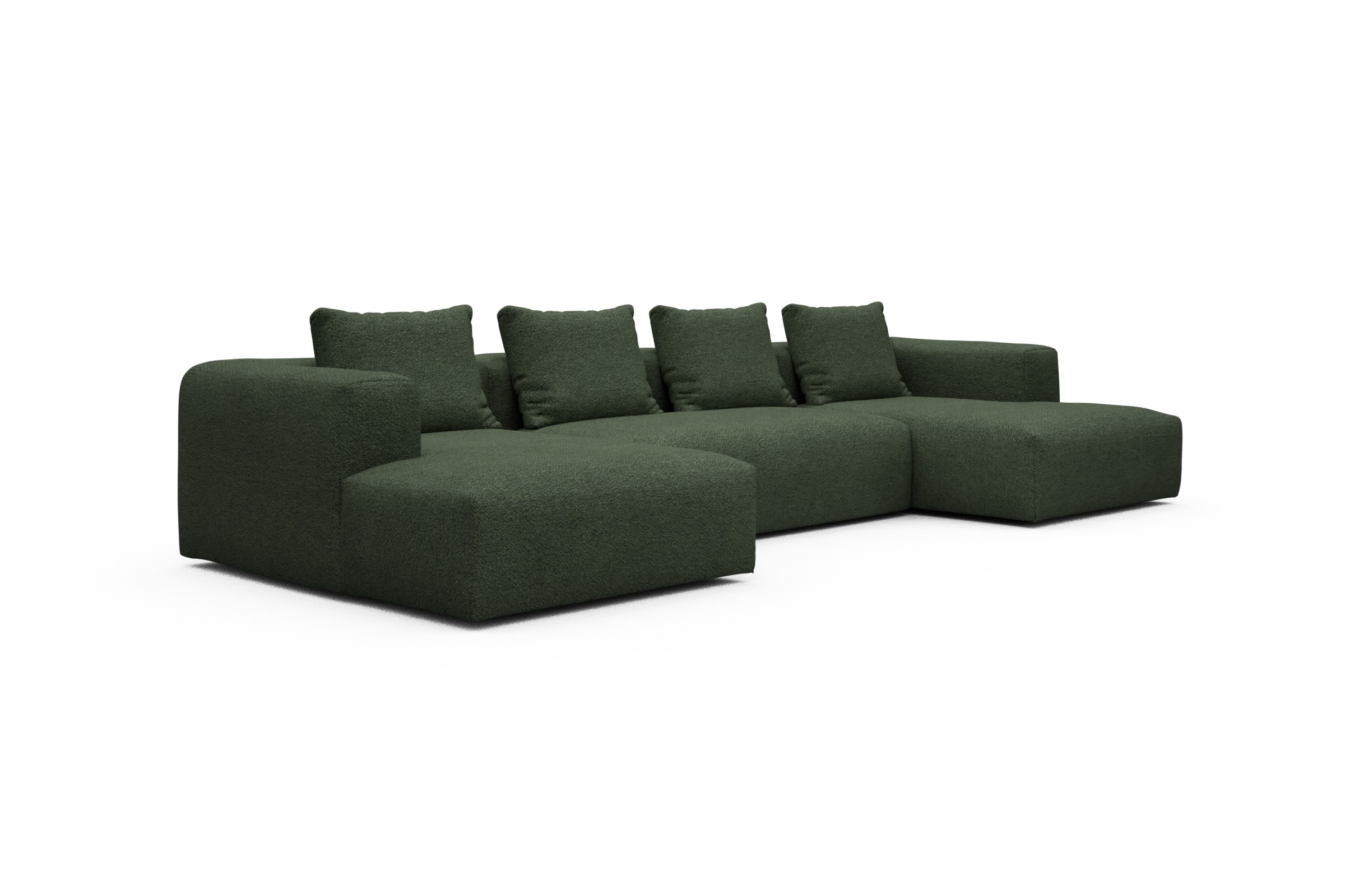 Wohnlandschaft Fred mit 2-Sitzer und Chaiselongue beidseitig Vanora-Deep-Green