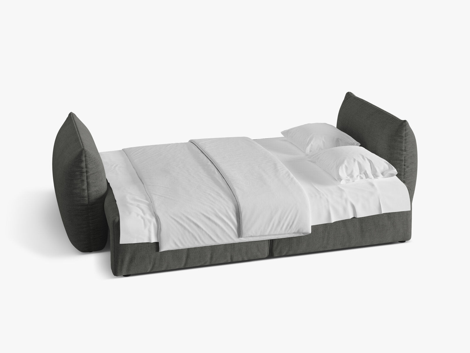 Micadoni Bloom Samtiges Sofa Mit Bettfunktion Und Stauraum Strukturierter Stoff Wind Dunkelgrau