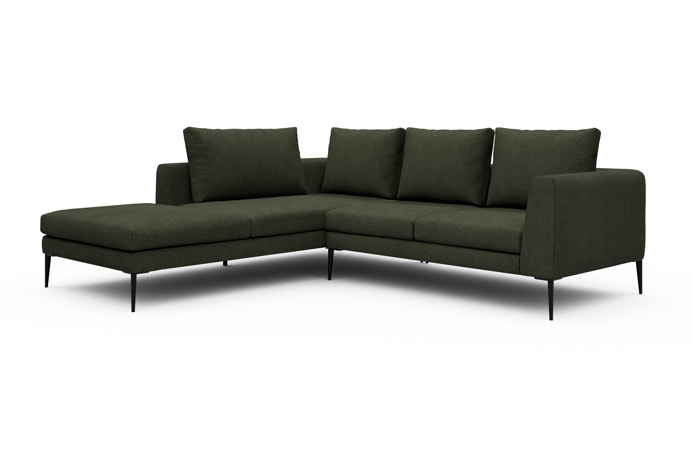 Ecksofa Paul Relax-Ecke links mit 2-Sitzer Boucle-Forest-Green