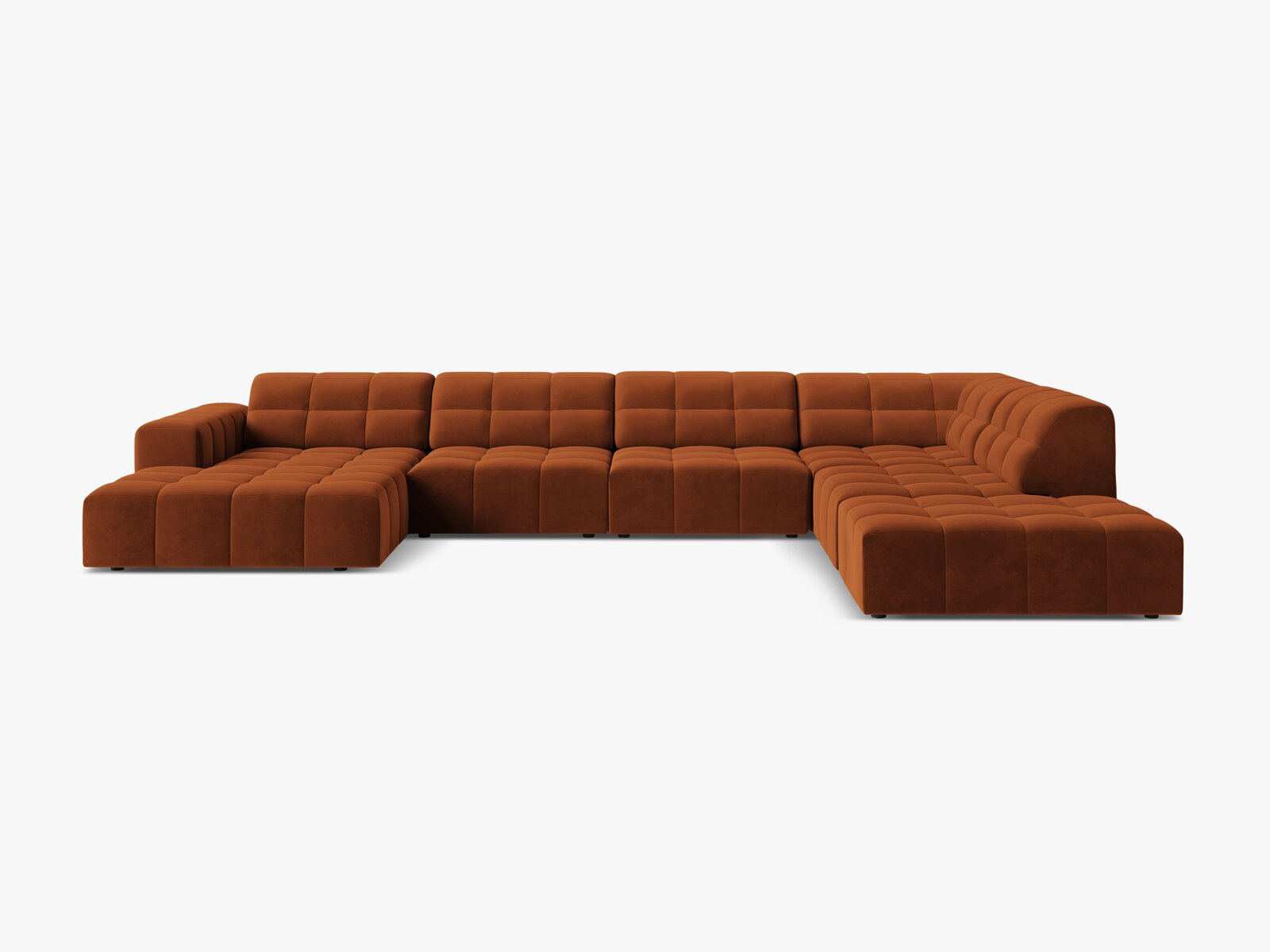 Micadoni Panorama Ecksofa Jennifer 7-Sitzer Rechts Samt Bluvel Terrakotta