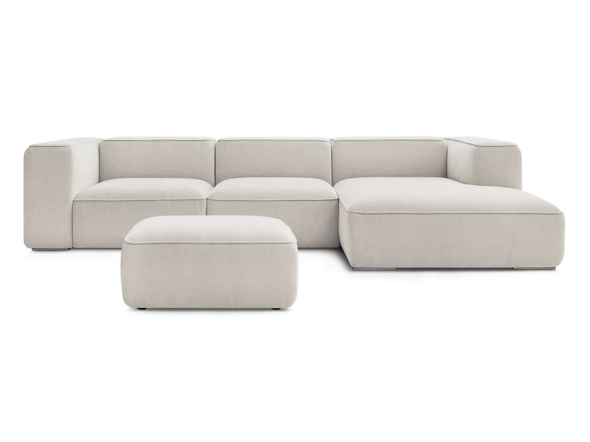 Bobochic Zephyr Ecksofa mit Pouf 349 × 165 cm Strukturstoff Beige Ecke rechts