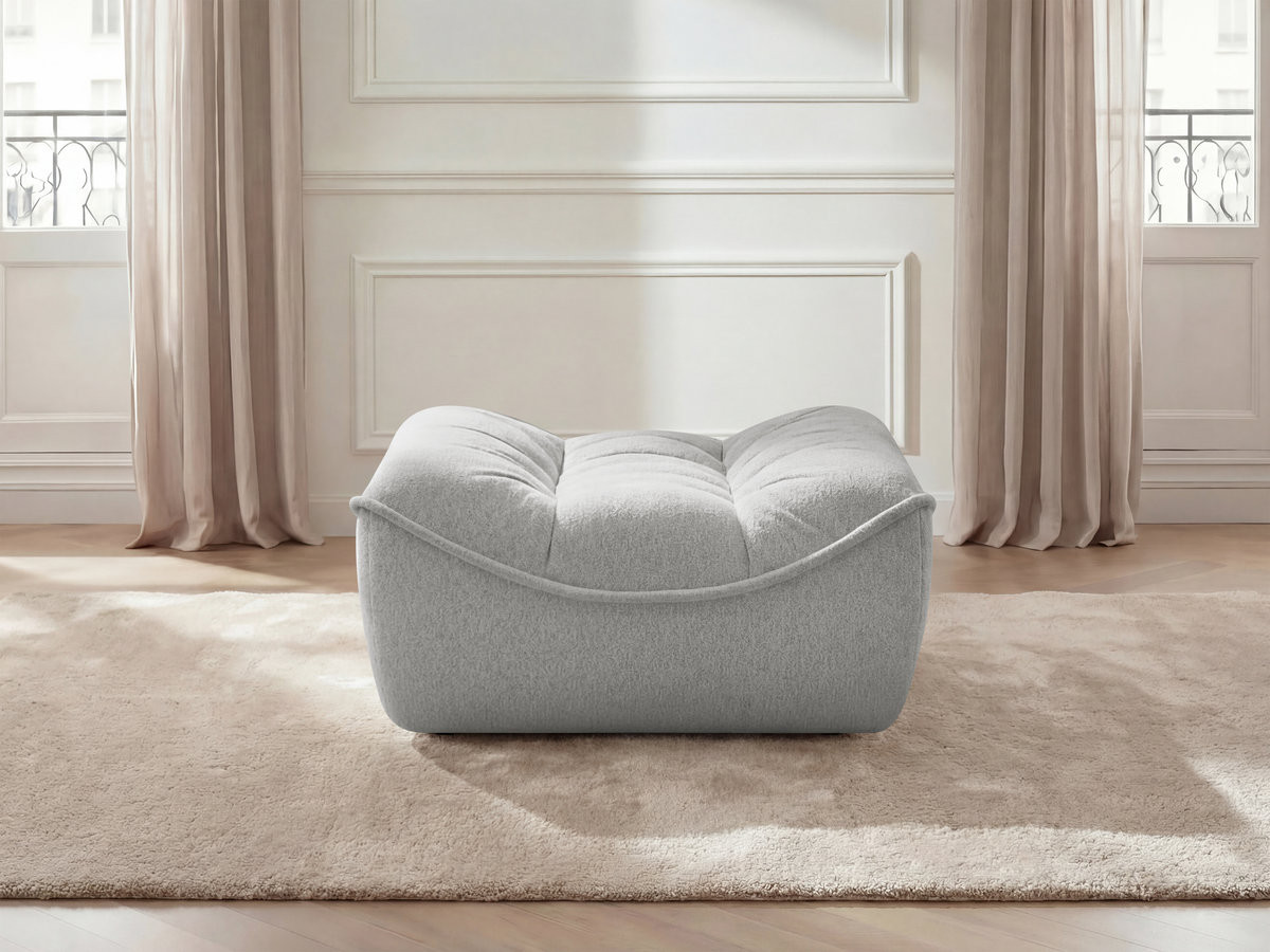 Bobochic Serena Pouf Melange-Stoff Hellgrau